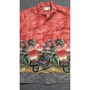 Vtg Mens Extra Large Hawaiian Shirt Made In USA  Motorcycle Camp Resort Wear Kys